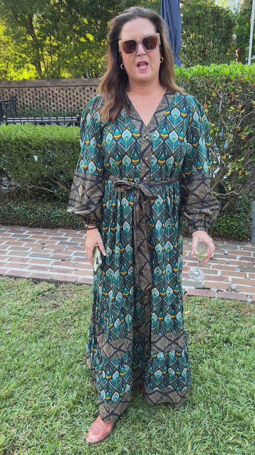 Shannon dress by King + Pitt, peacock print