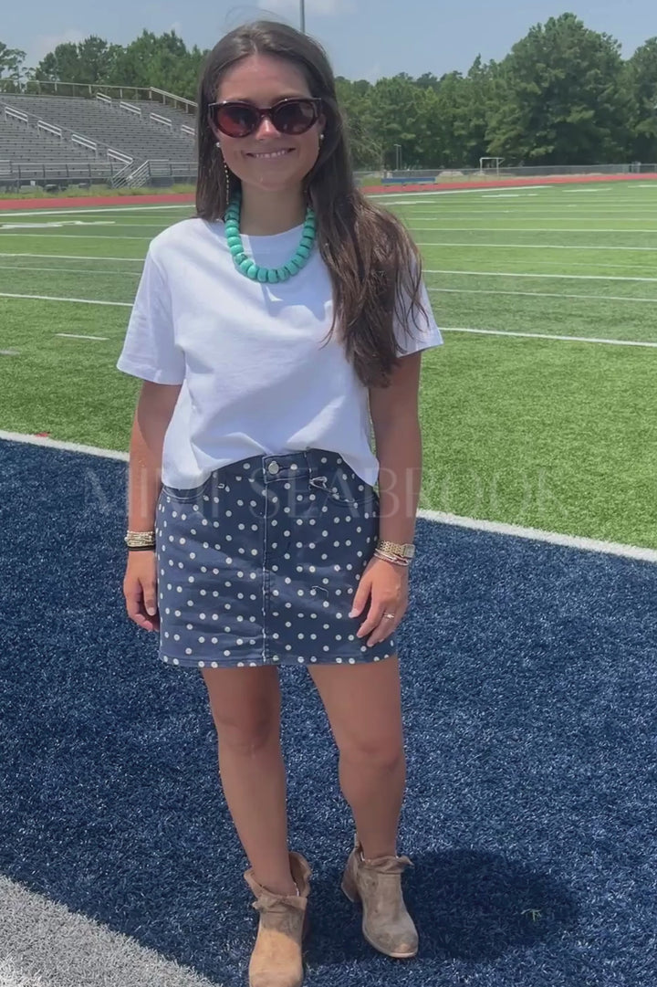 Wendell denim polkadot skort