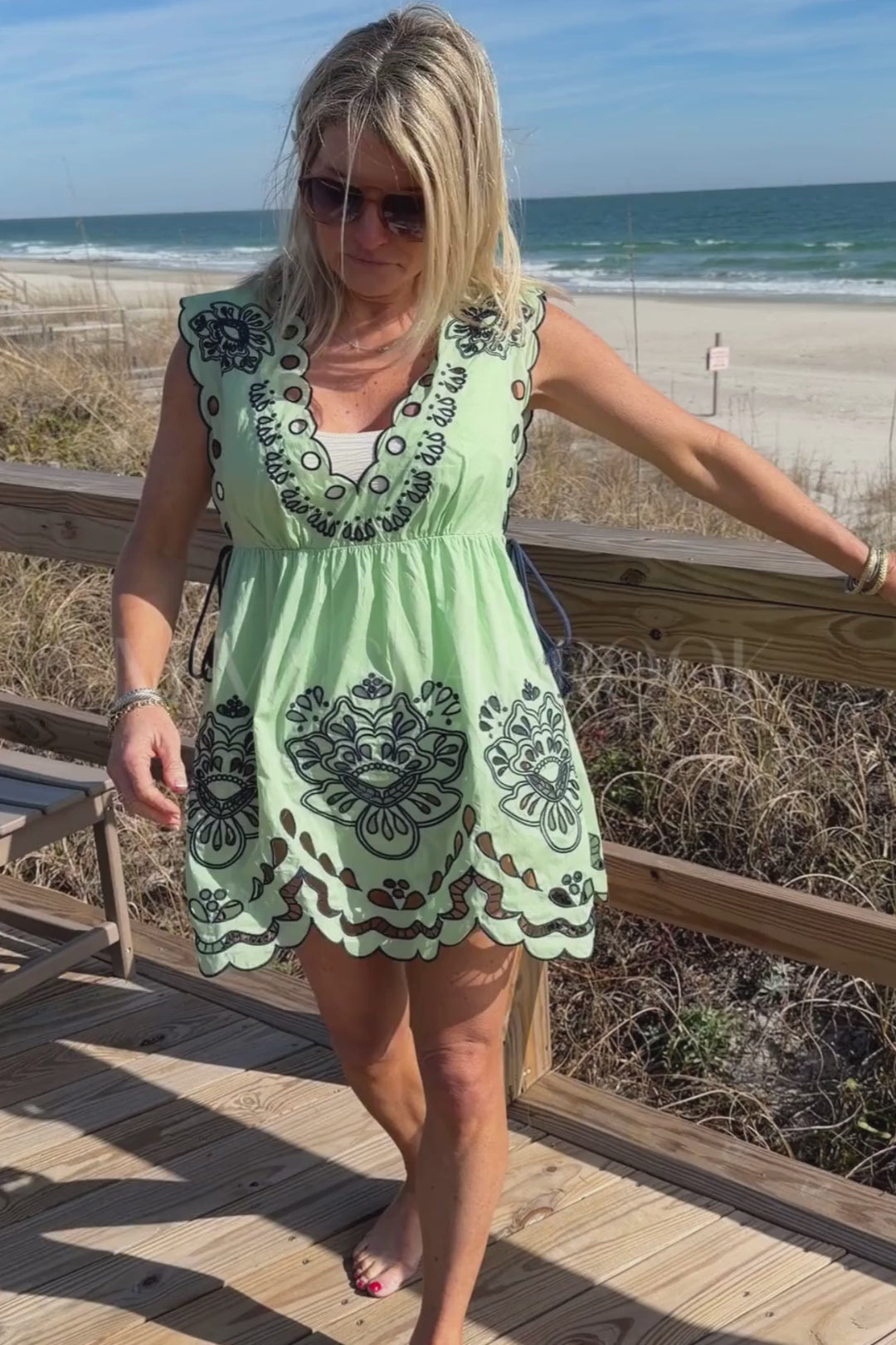 TROPI FADED GREEN EMBROIDERY COVERUP / DRESS by Farm Rio