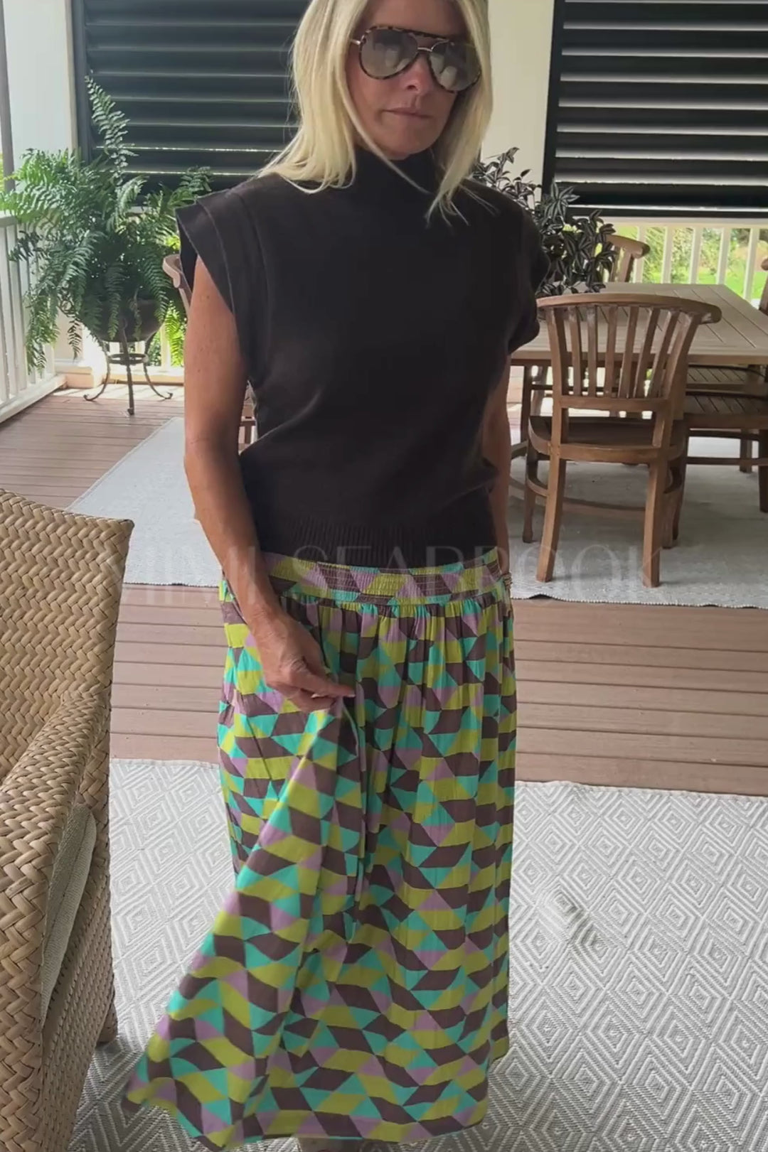 Laney Skirt, grid print