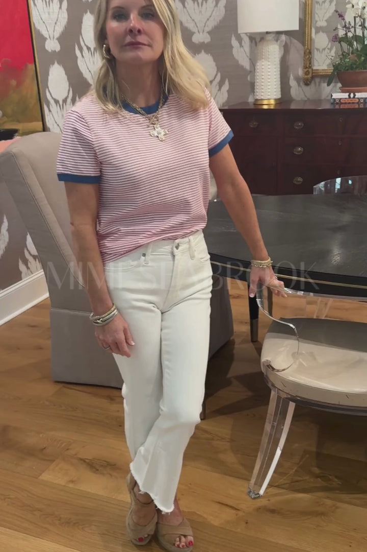 Meadors top, white/red