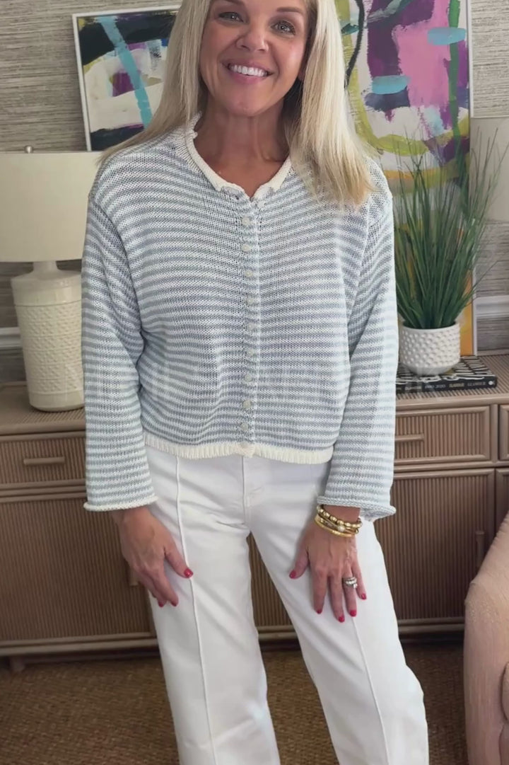 Cyrus sweater, sky blue/white