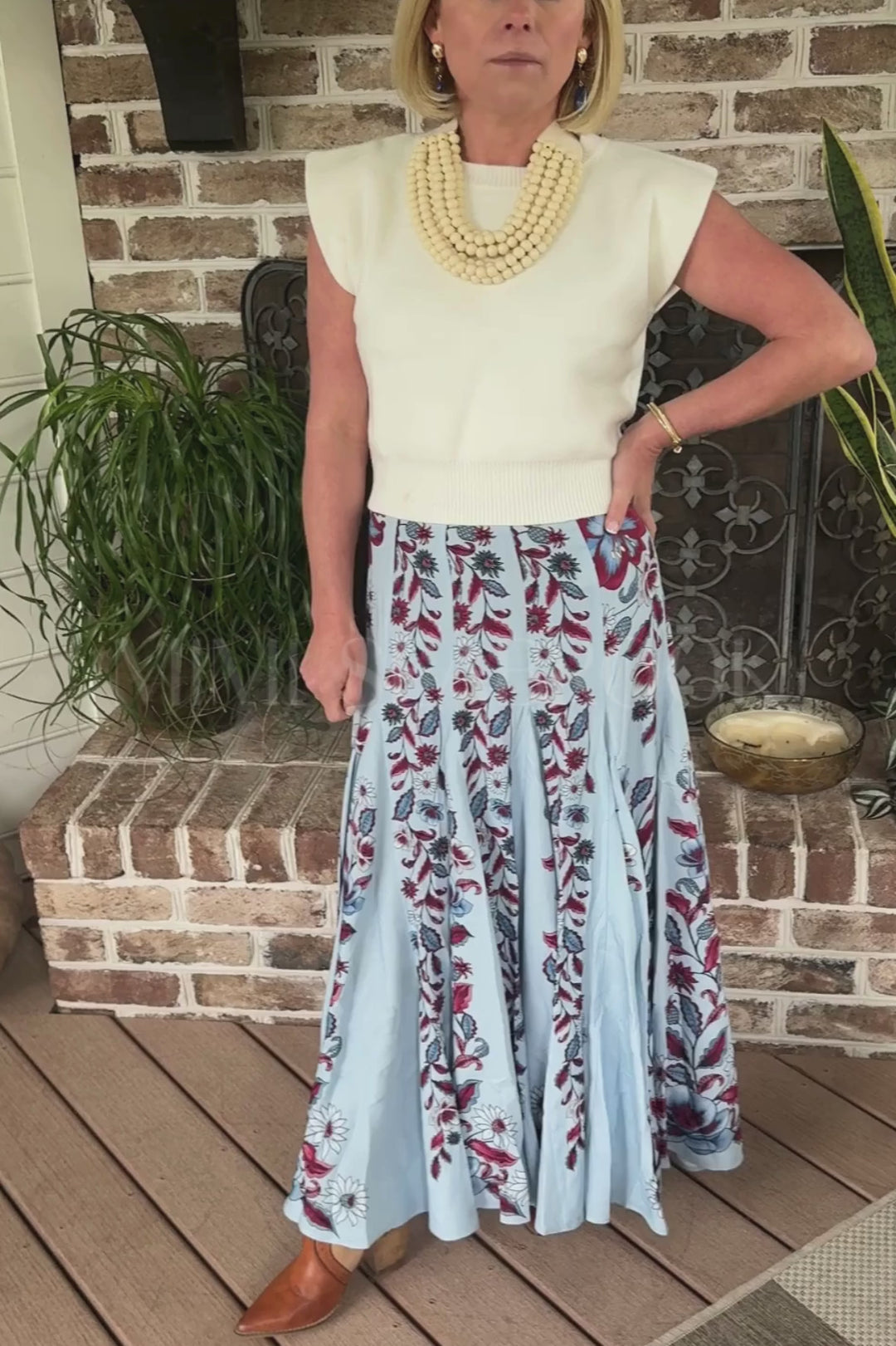 Marcelle Soft Blue Maxi Skirt by Farm Rio