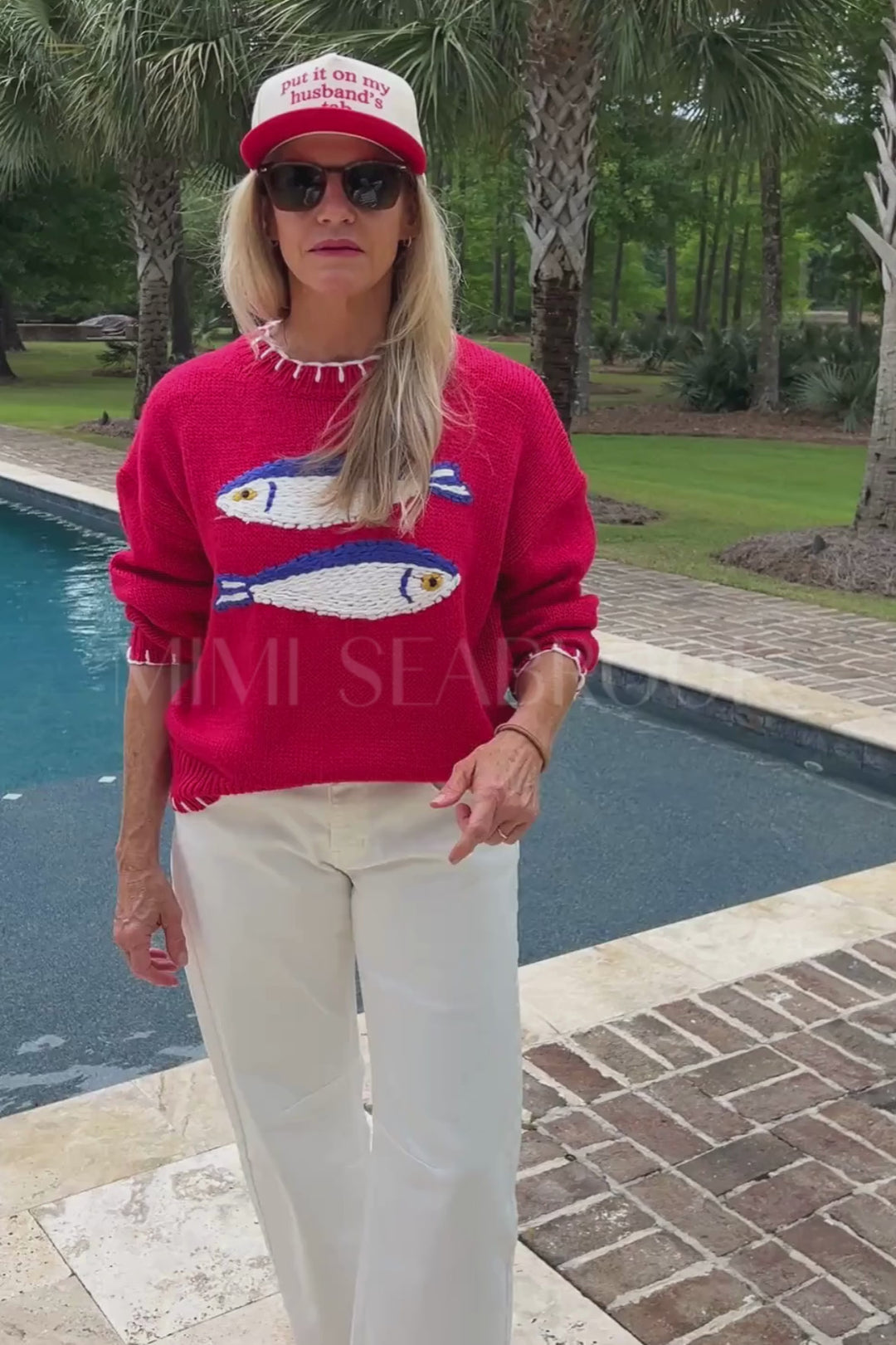 Thisbe sweater, red fish