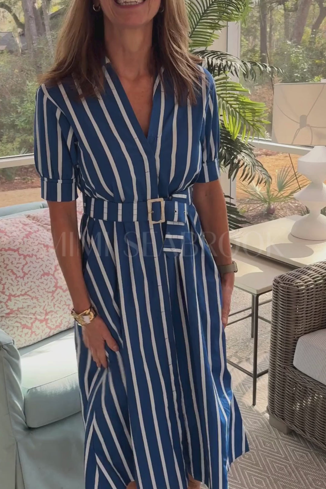 Chrissie Belted Maxi Poplin Dress by Lusana