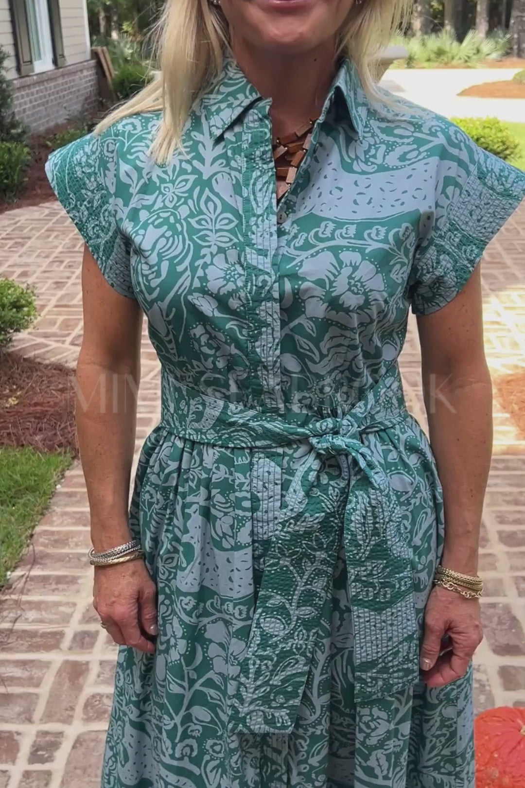 Belted Shirt Dress, Singita Green by Oliphant
