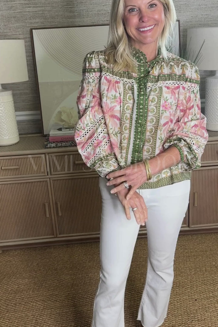 Palm Dream Off-White Blouse by Farm Rio