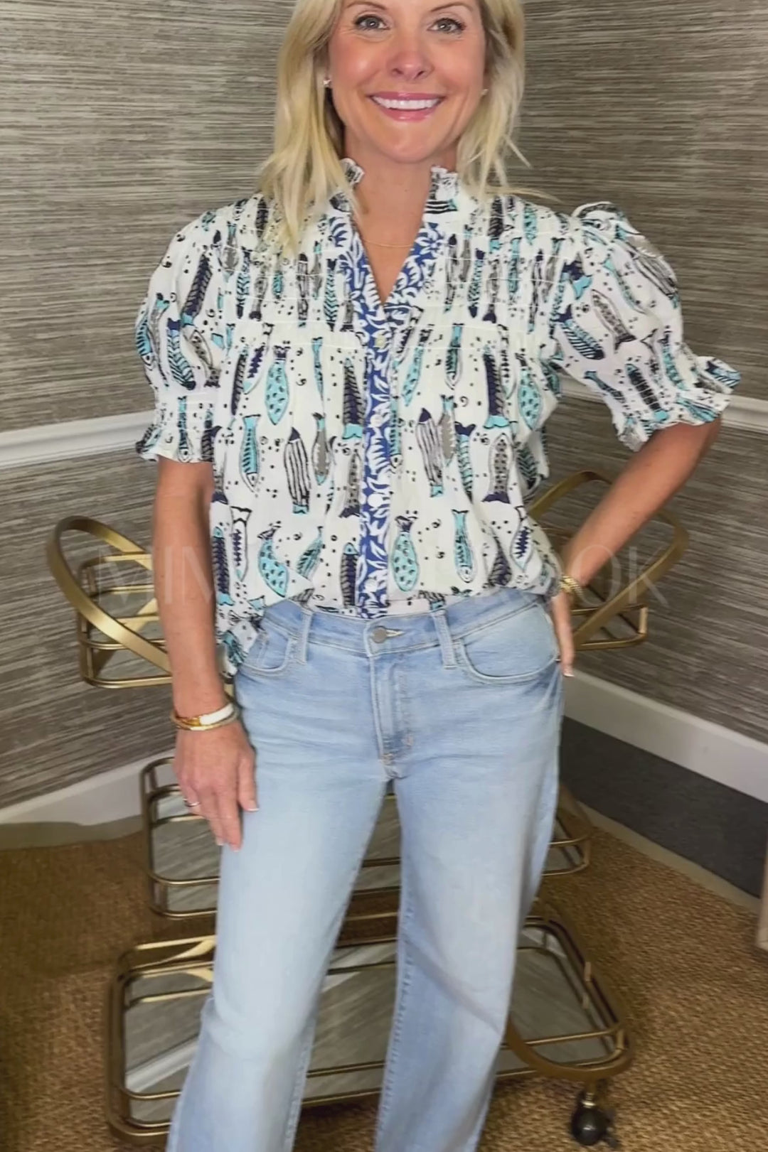 Grafton top, blue