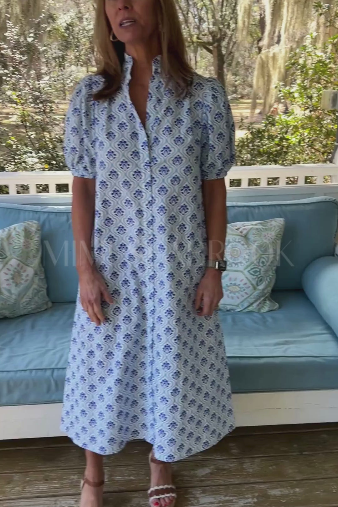 Banberry dress, cobalt/white