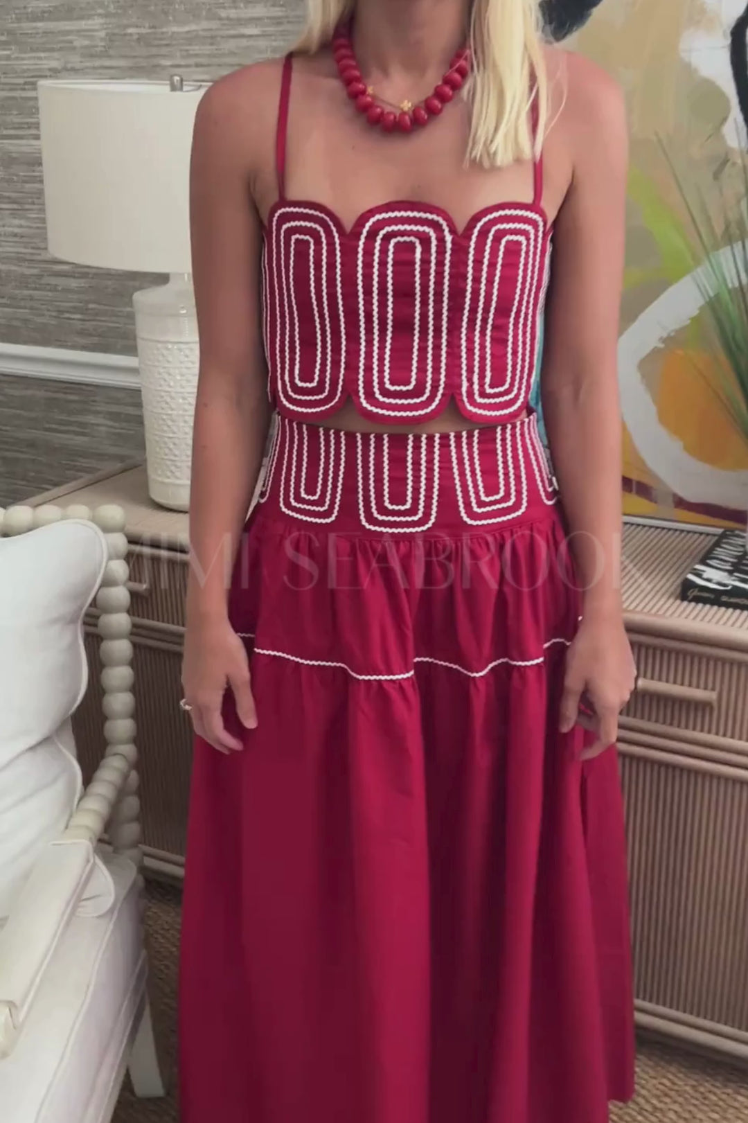Burks top and skirt set, garnet