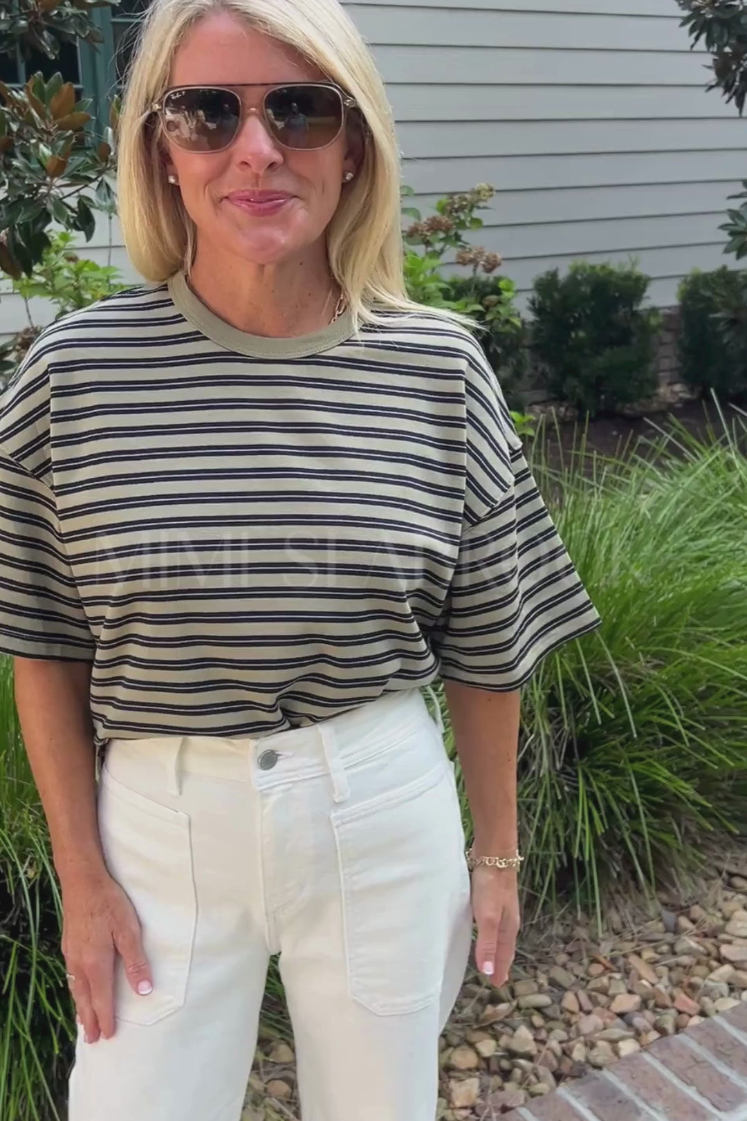 Cassie top, olive/navy