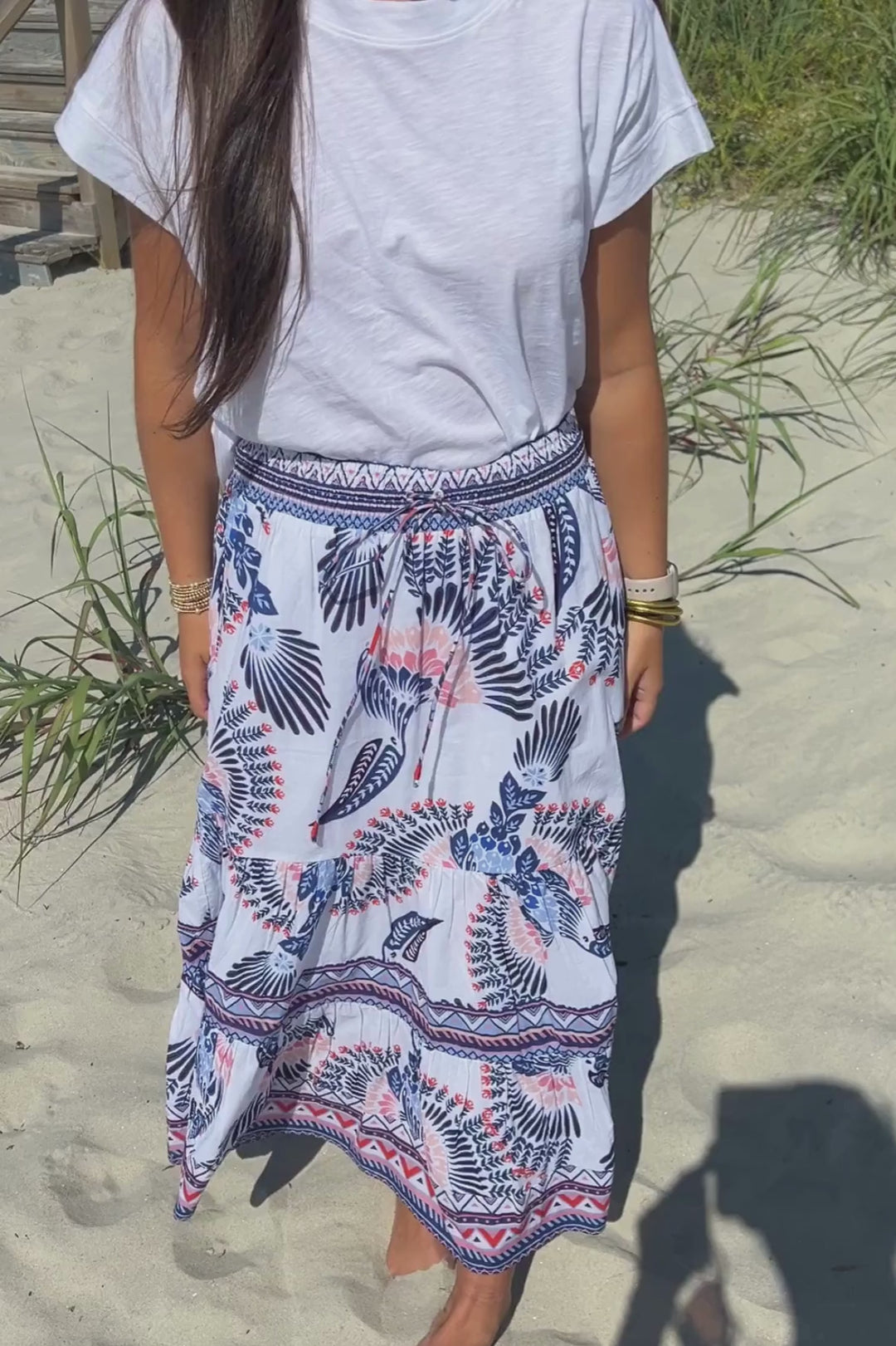 Kylie Skirt, aztec bird print by King + Pitt