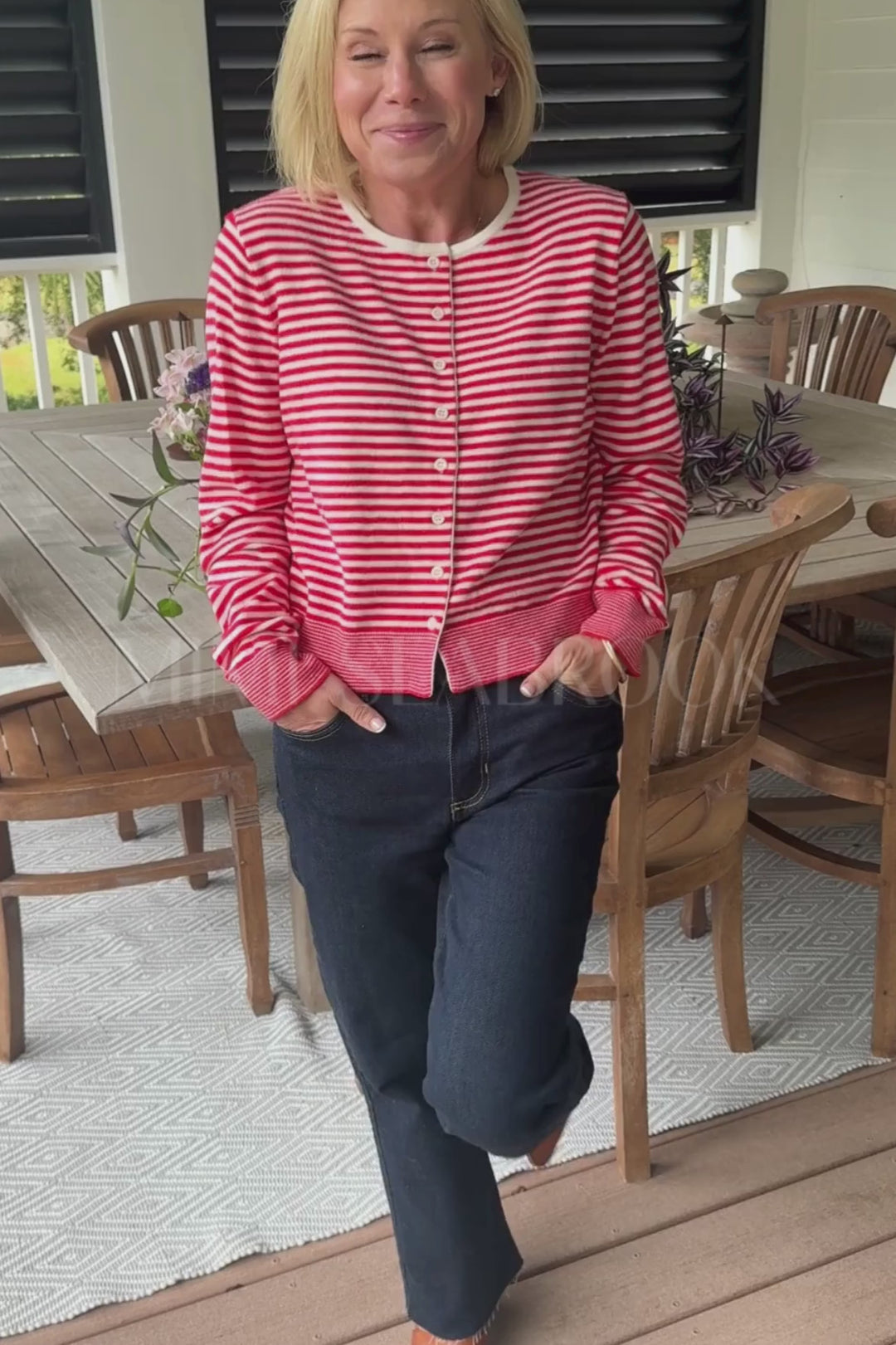 Randel sweater, red/white