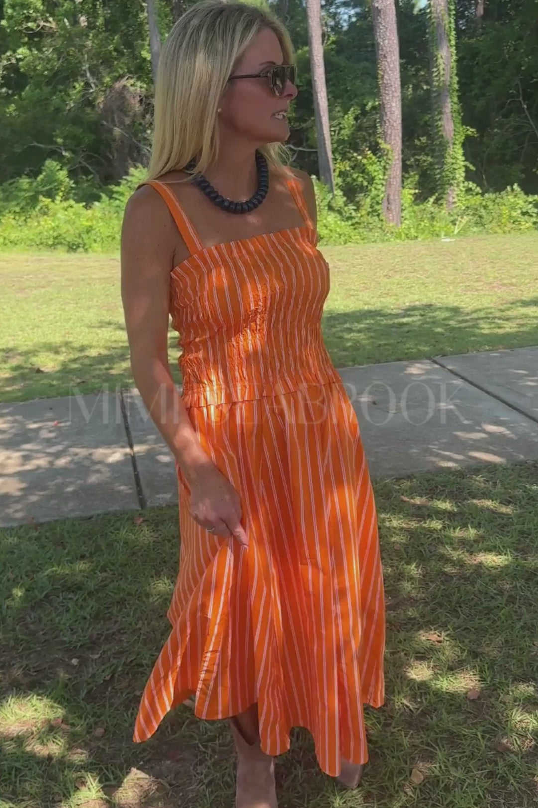 Darthey dress, orange/white