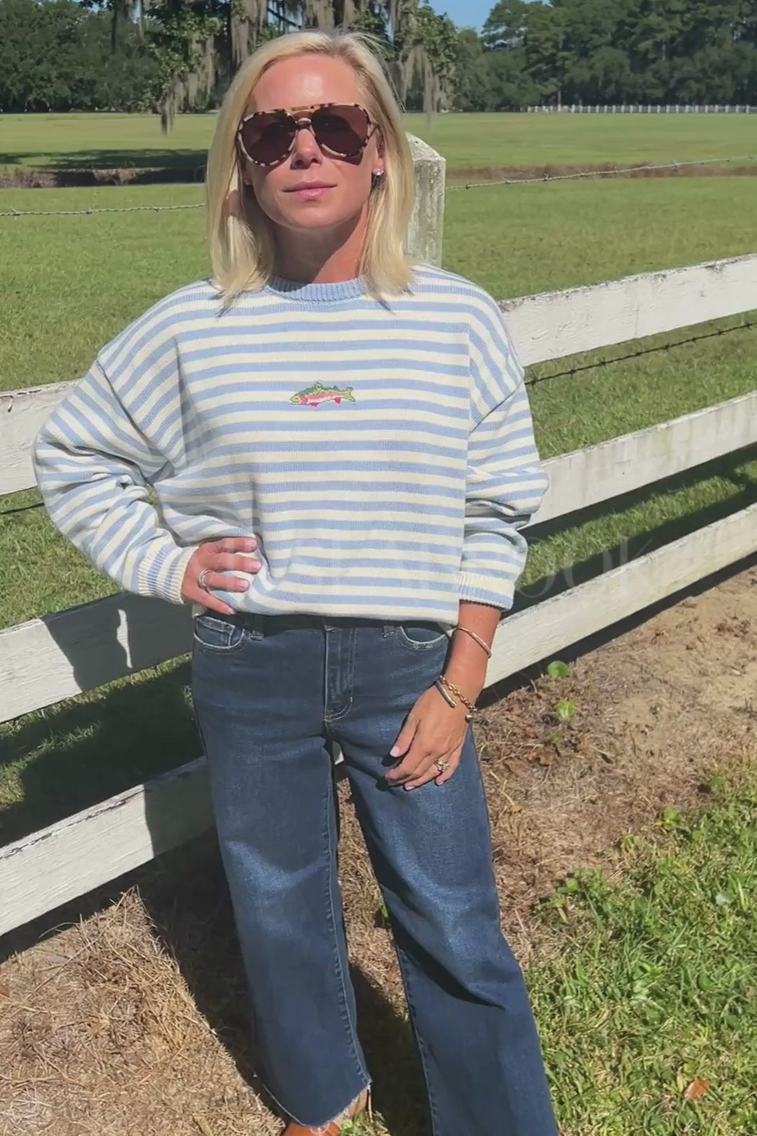 Kennelly sweater, blue/cream