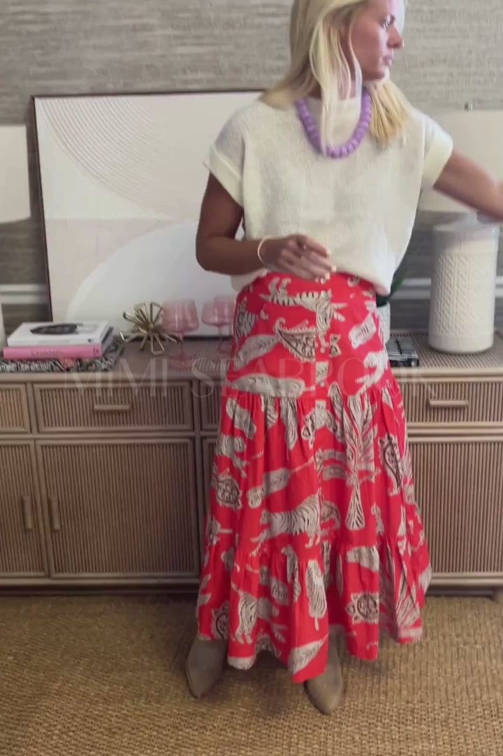 Button Front Skirt, Bengal Brick by Oliphant