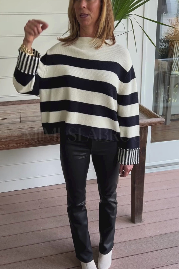 Montgomery sweater, black/white