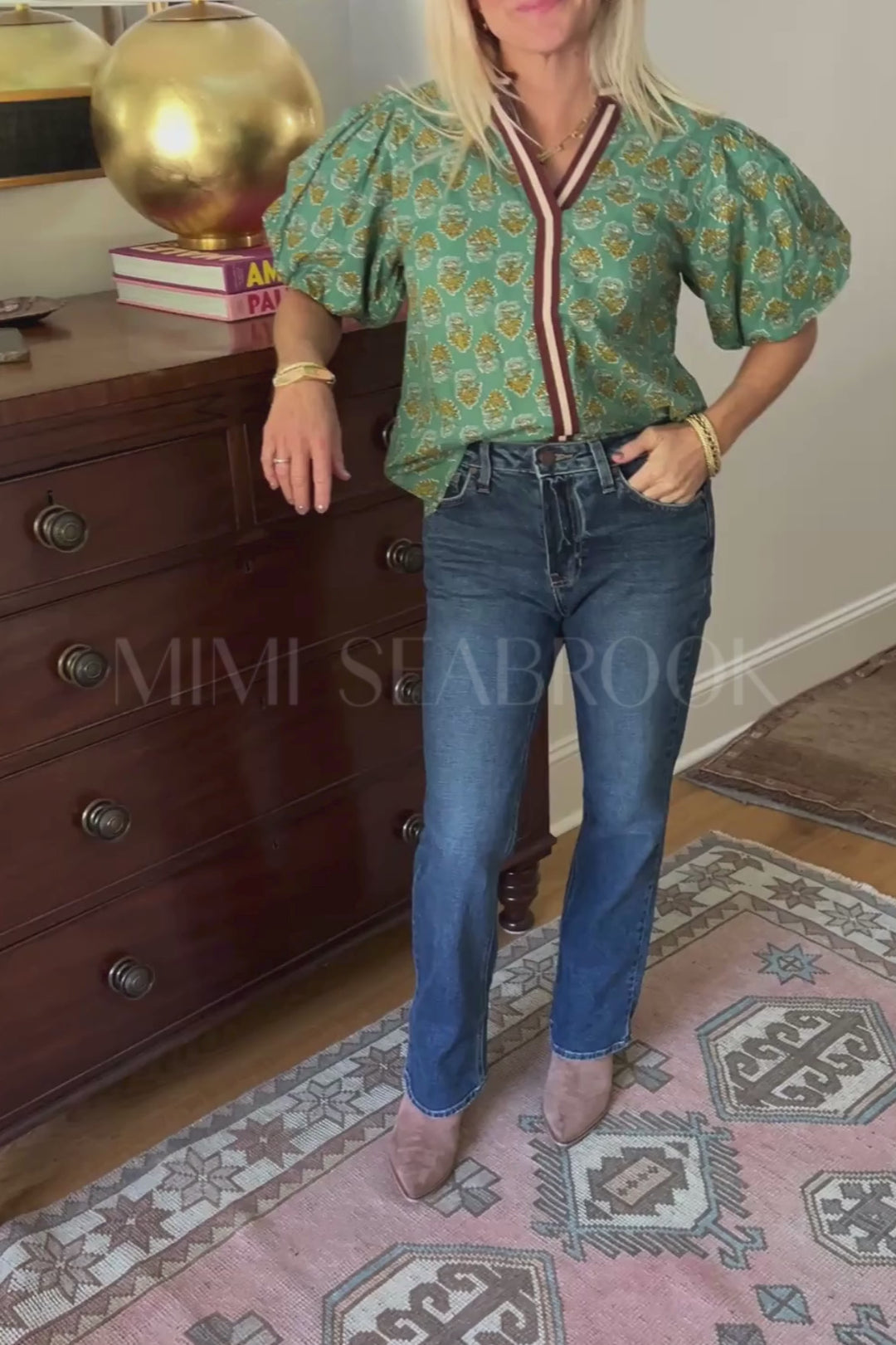 Ellison top, green multi