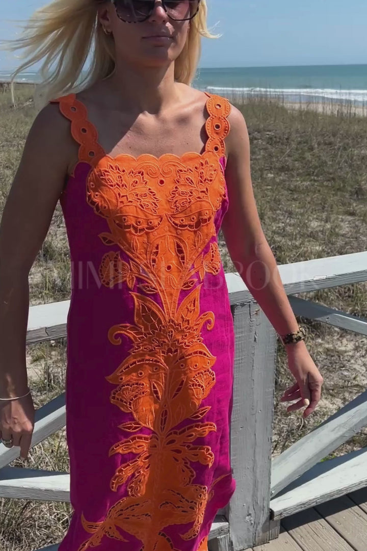 Cutwork Sleeveless Midi Dress by Farm Rio