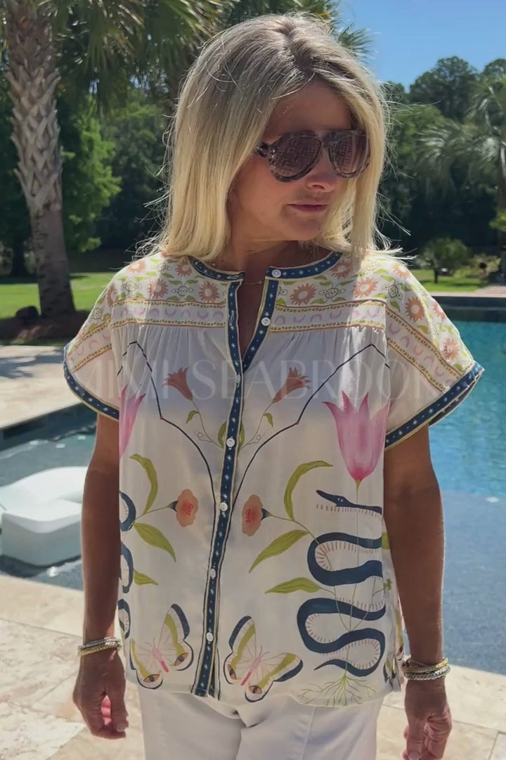 Hadley Top, Montecito Print by Cleobella