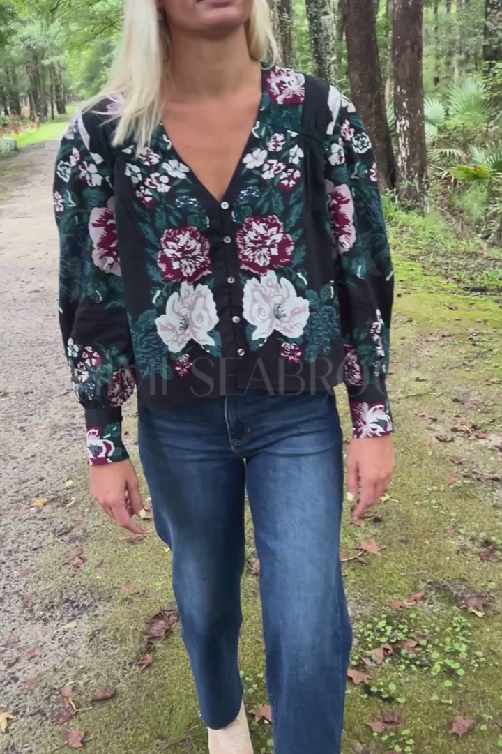 Cosima Top, Juliet Ebony Print by Cleobella