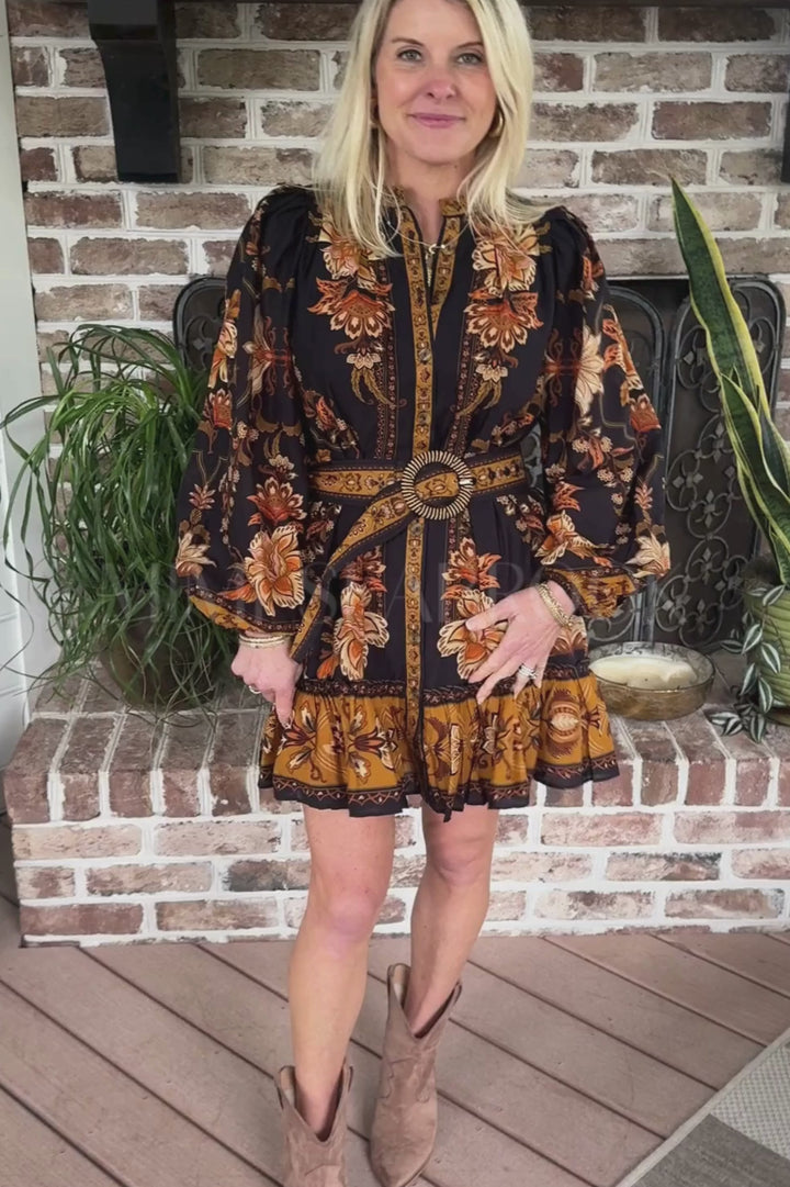 Majestic Garden Black Mini Dress by Farm Rio