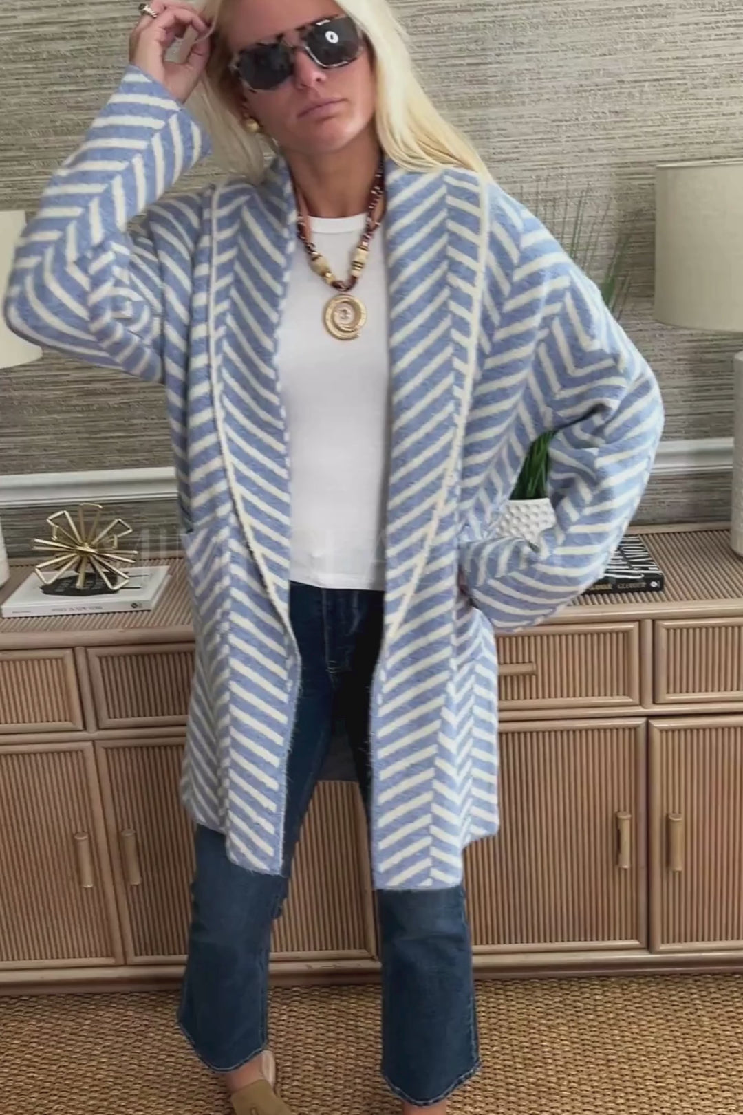 Kerry cardigan sweater, blue