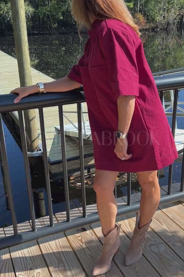 Cumberland denim dress, burgundy