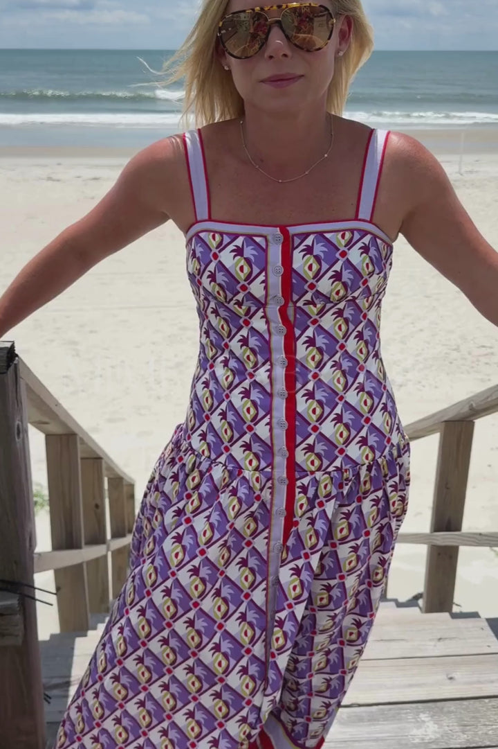 Graphic Pineapple Scarf Midi Dress by Farm Rio