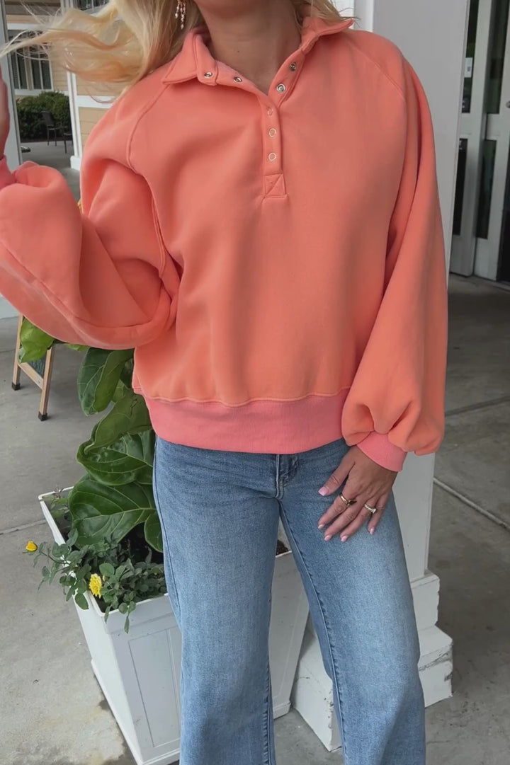 Charlize collared sweatshirt, coral