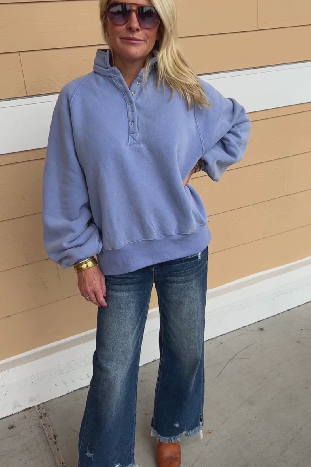 Charlize collared sweatshirt, sky blue