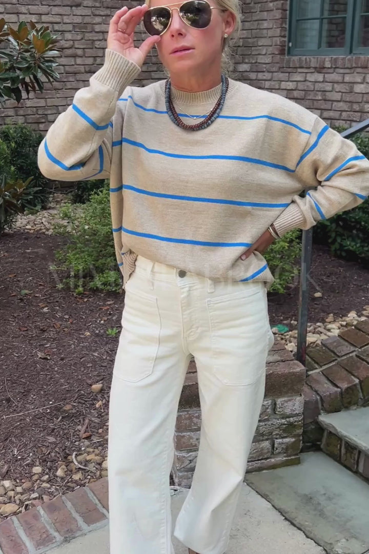 Harlee sweater, taupe/blue