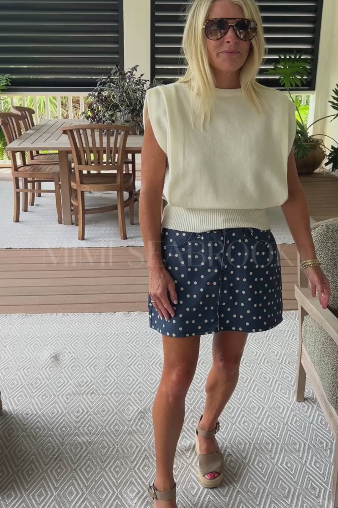 Wendell denim polkadot skort