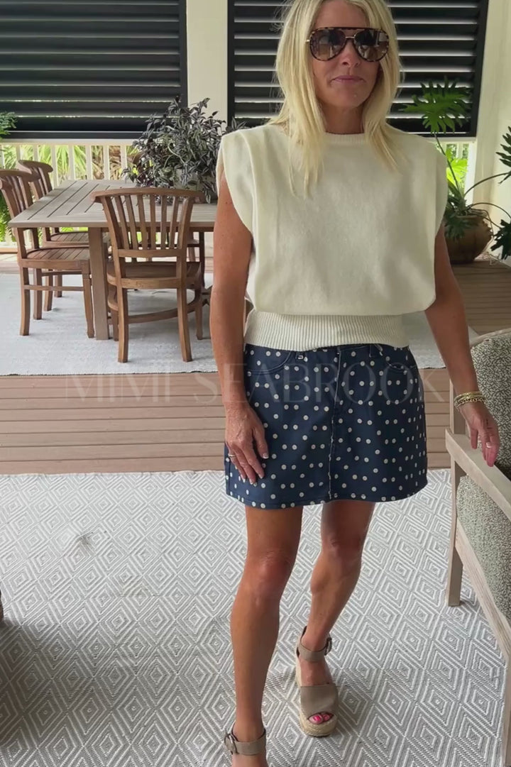 Wendell denim polkadot skort