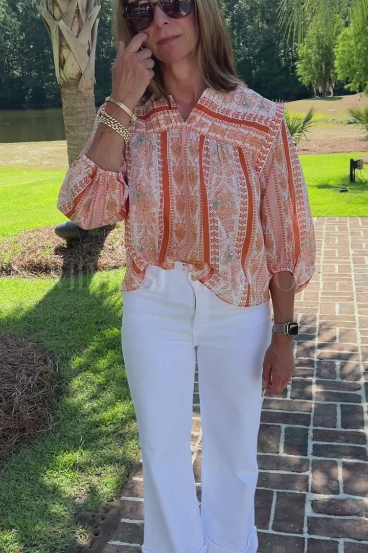 Cintia Top, Miramar Print by Cleobella
