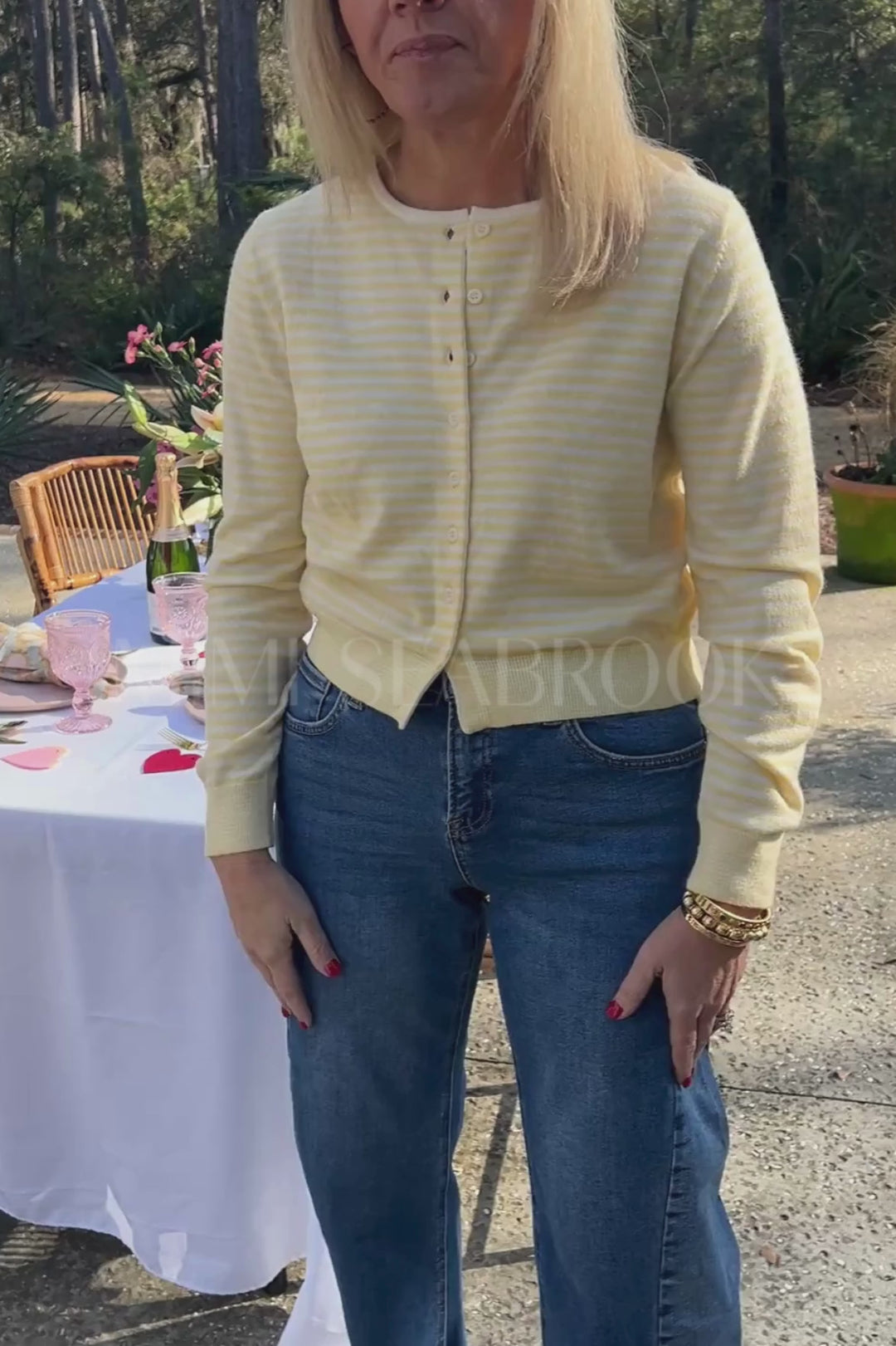 Randel sweater, yellow/white