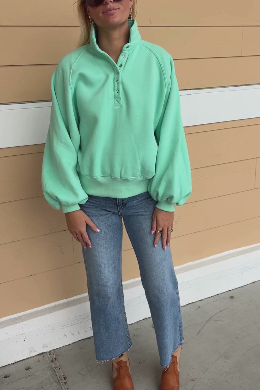 Charlize collared sweatshirt, seafoam