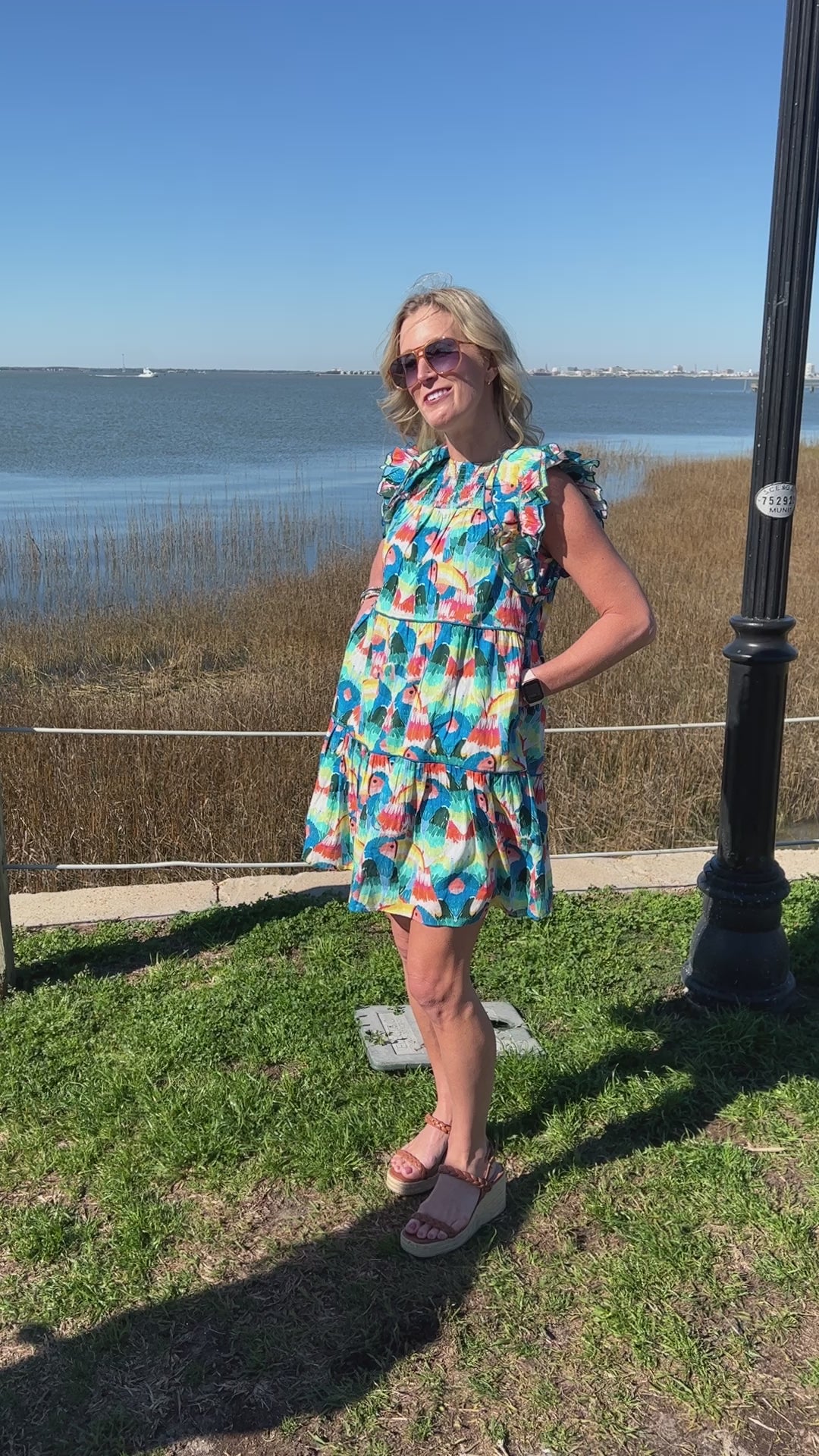 Treasure Cay Dress by King + Pitt, Tropical Bird print