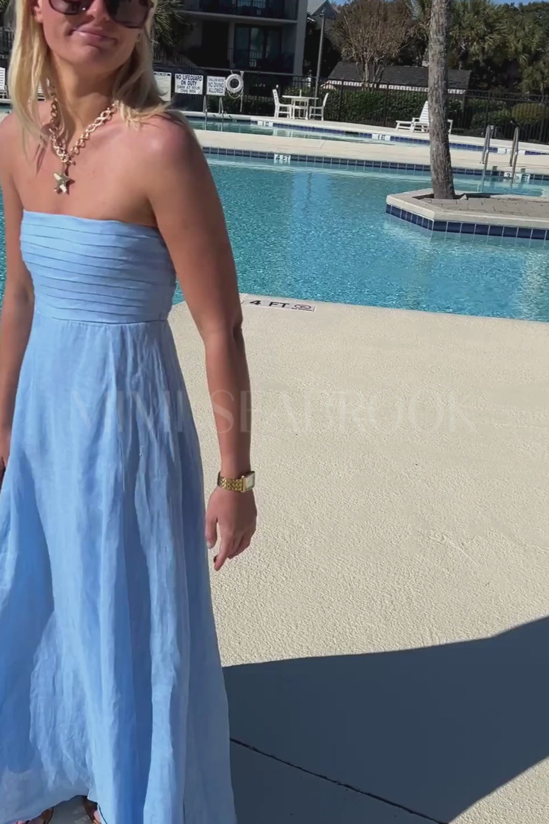 Talia Pintuck Linen Maxi Dress by Lusana