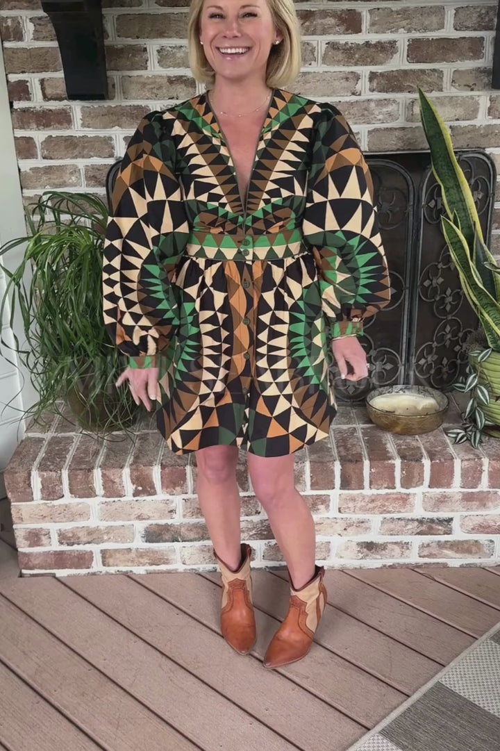 Heart Deco Green Mini Dress by Farm Rio