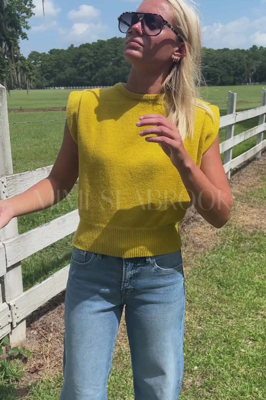 Selmer sweater top, chartreuse
