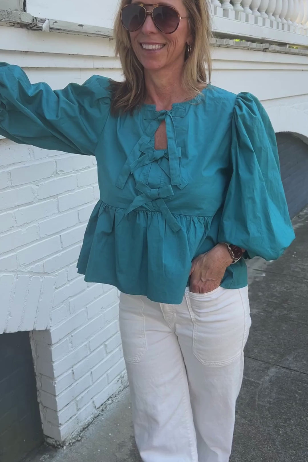 Beatrice top, teal