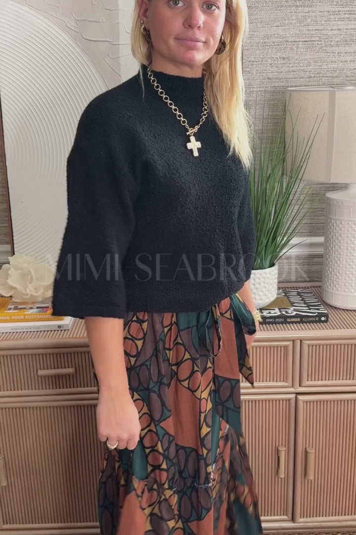 Faulkner sweater top, black