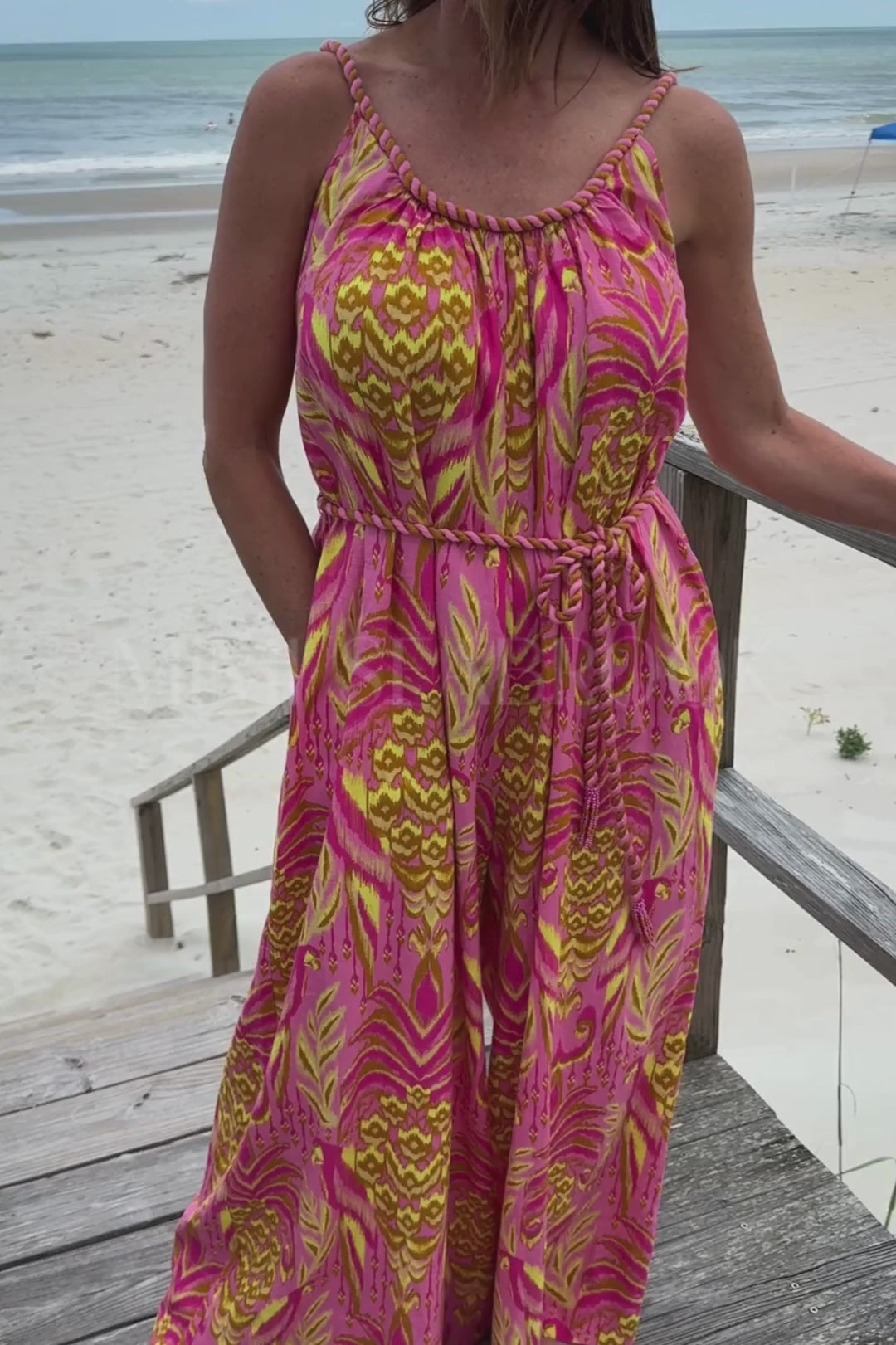 Pineapple Tapestry Pink Jumpsuit by Farm Rio