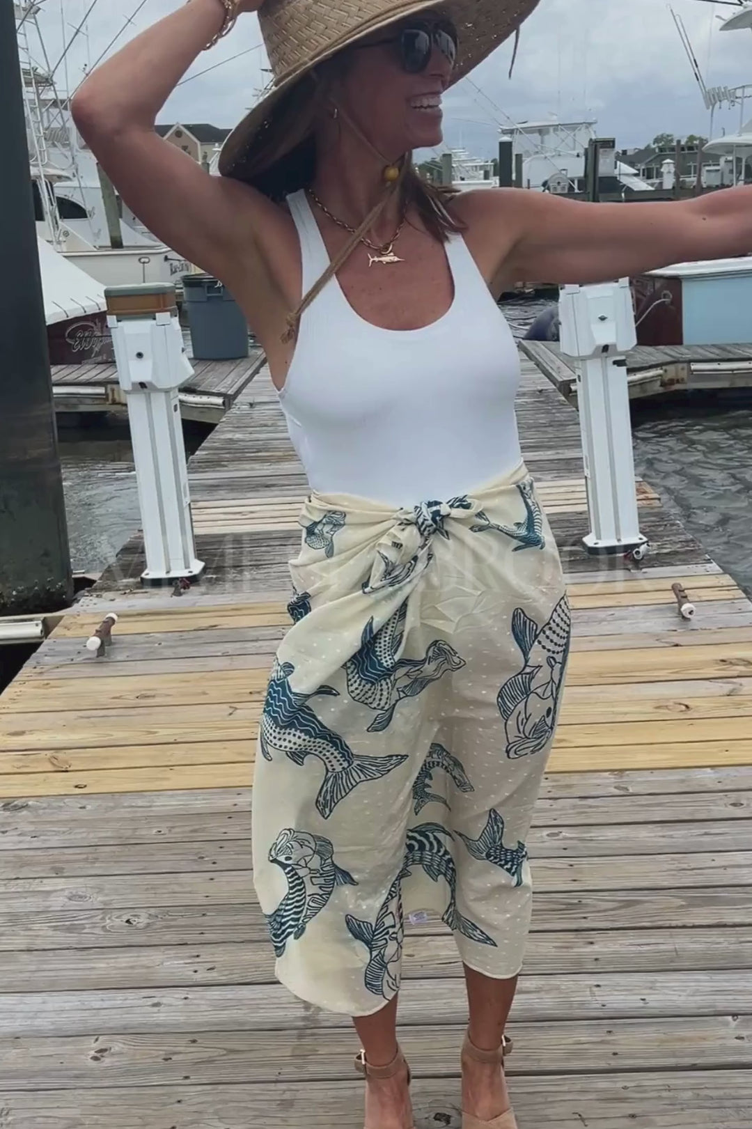 North Inlet Sarong / scarf by King + Pitt, silver king print