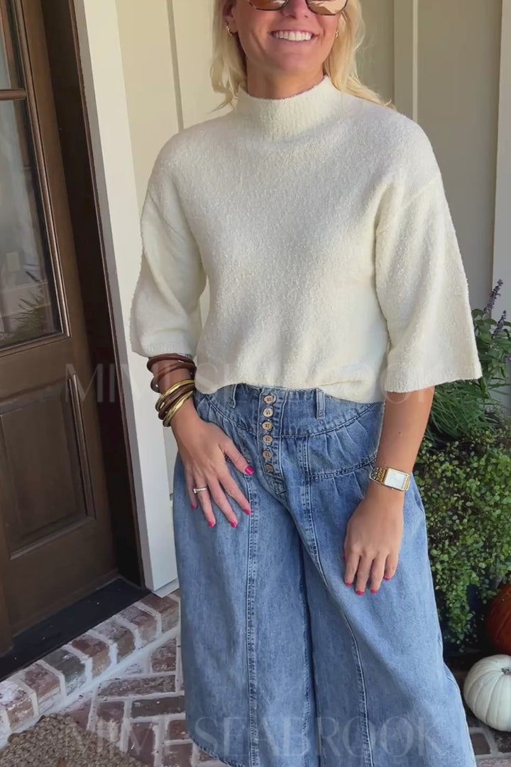 Faulkner sweater top, cream