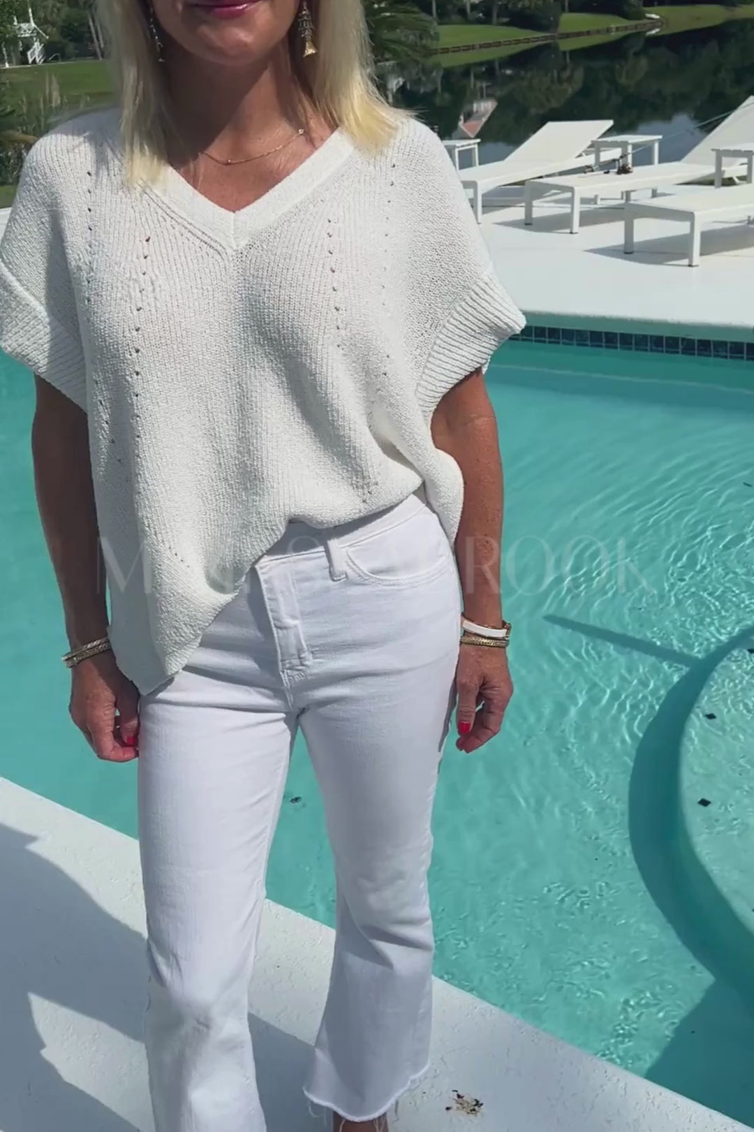 Sidney knit top, off white