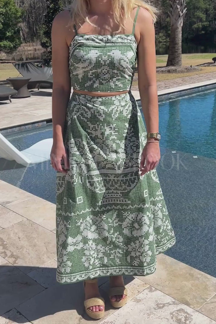 Jasmine Ankle Skirt, Verdent Flight by Cleobella