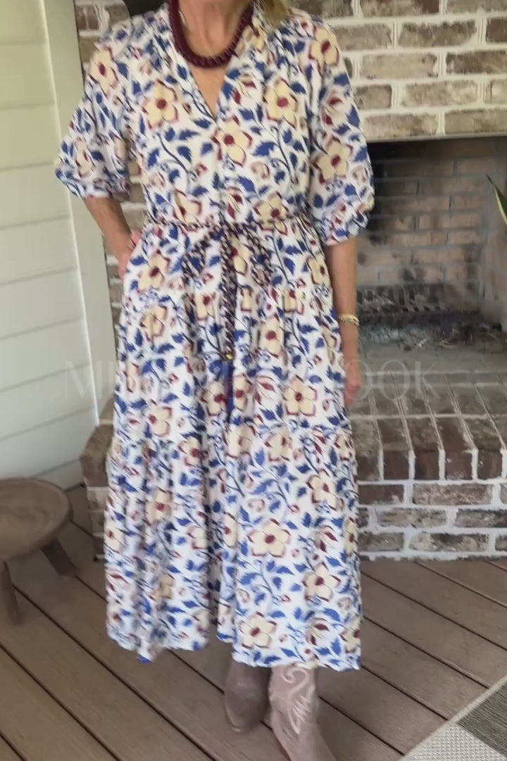 Cuff Sleeve Maxi Dress, Kildare Blue by Oliphant
