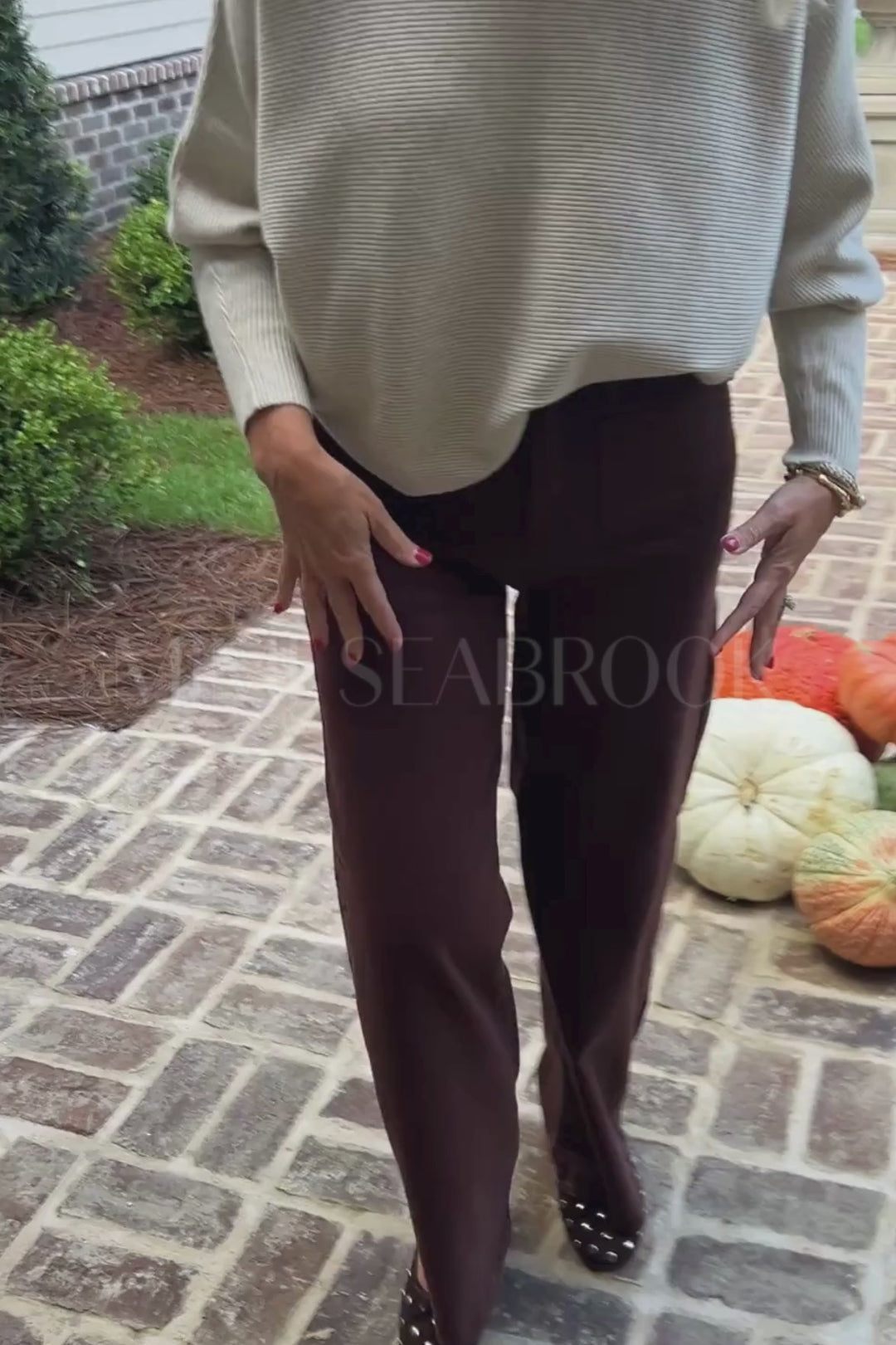 Reina high rise wide leg jeans, brown